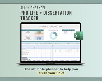 PhD Life & Dissertation Tracker in Excel, digitale PhD Planner, Thesis Tracker, Research Dissertation Planner, XLS PhD Student Thesis Planner