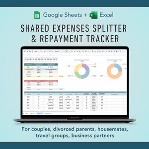 Shared Expense Tracker Google Sheets & Excel Cost Splitter for Housemates, Travel Groups Expenses