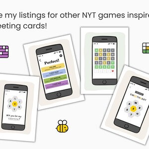 nyt games inspired greeting cards, new york times connections, spelling bee game, wordle cards