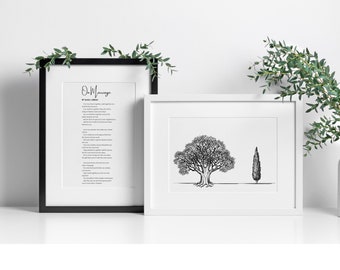 Oak Tree and Cypress | Khalil Gibran On Marriage | The Prophet Wedding Card, Anniversary Card | Wedding Gift for Couple