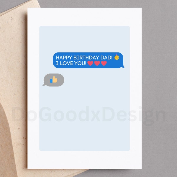 Printable Happy Birthday Dad Thumbs Up Card | Funny Birthday Card for Dad | Classic Dad Text Message