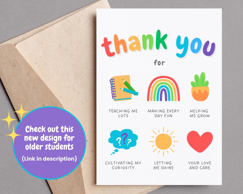 new teacher appreciation week card, daycare thank you gift, teacher appreciation gift