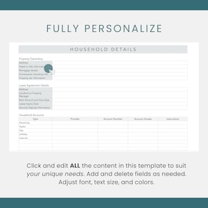 click and edit all content showing household details page in google docs end of life planner page