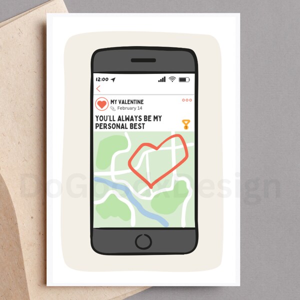 Printable Strava Valentine's Card | Funny Valentine's for Runners | You'll always be my personal best