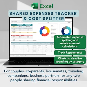 Shared Expense Tracker & Cost Splitter Excel Worksheet | Shared Finance Tracker, Housemates Cost Splitter, Payment and Reimbursement Tracker