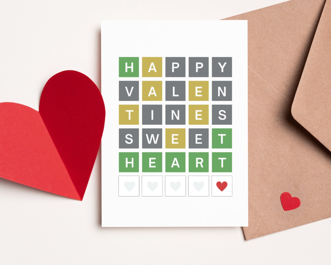 Printable Wordle Valentine's Card Valentine Card for Wordle Lovers ...