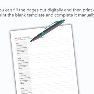 printable and fillable in case i die planner template page