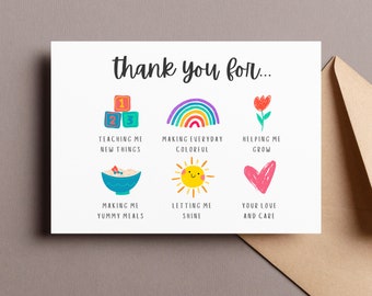 Afdrukbare bedankkaart voor leerkrachten van kinderdagverblijven | Kleuterjuf en ECE-bedankkaart | Direct downloaden | Kaartsjabloon klaar om te vouwen