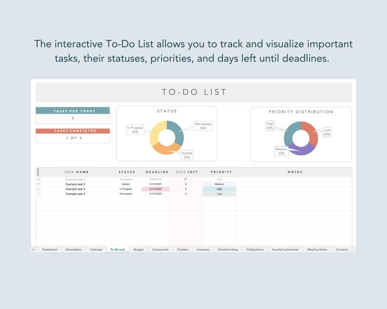 phd student to do list tracker