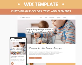 Modèle de site Web Wix pour garderie, Montessori, école Waldorf, école maternelle et site de démarrage de garderie à domicile