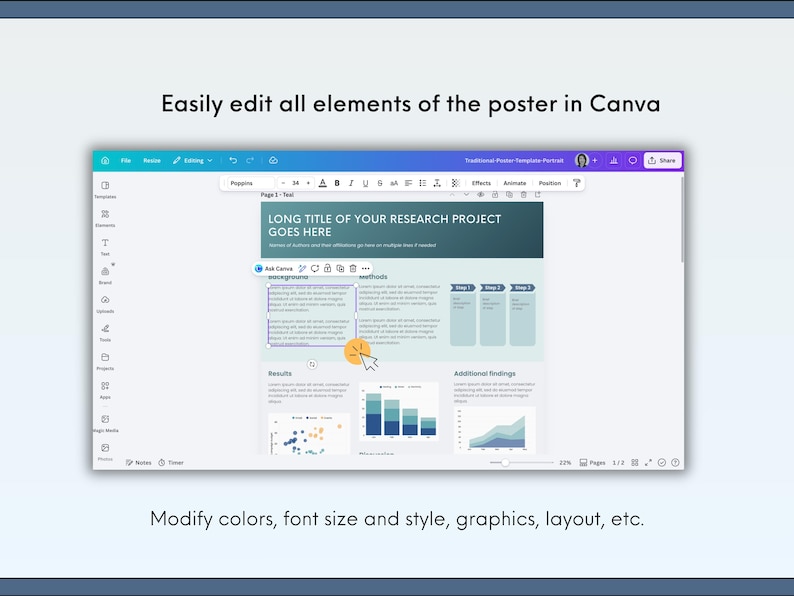 editable canva research poster template for scientific conferences