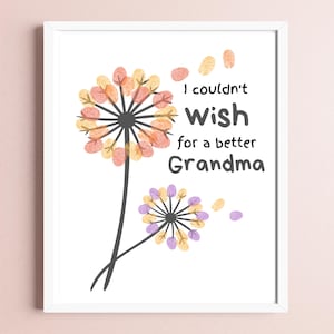 Kinder handgemachtes Geschenk für Großmutter | Personalisierte Fingerabdruckkarte für Oma | Oma Muttertag Geschenk | Einfaches DIY Oma Geburtstagsgeschenk