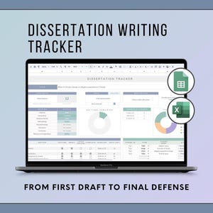 Dissertation Writing Tracker – Google Sheets & Excel | Thesis Progress Planner, Chapter Status, Deadline Countdown, Literature Review