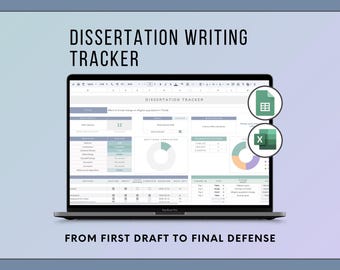Dissertation Writing Tracker – Google Sheets & Excel | Thesis Progress Planner, Chapter Status, Deadline Countdown, Literature Review