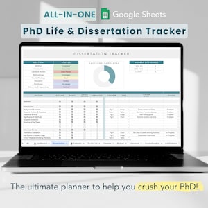 Tracker di vita e tesi di dottorato in Fogli Google / Planner di dottorato, Tracker di tesi, Planner di tesi di ricerca, Planner di tesi di dottorato
