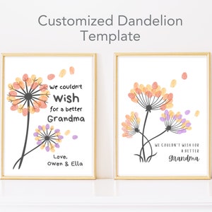 Carte personnalisée pissenlit pour grand-mère, tante, grand-père | Cadeau DIY imprimable personnalisé par enfant | Cadeau d'anniversaire personnalisé significatif