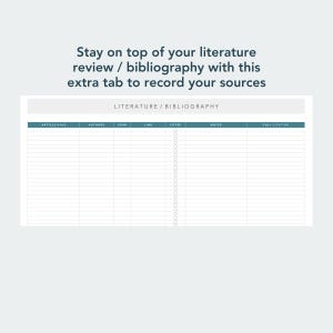 literature review template in excel