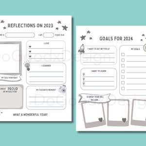 Kids End of Year Reflections & New Years Goals Template Printable New ...