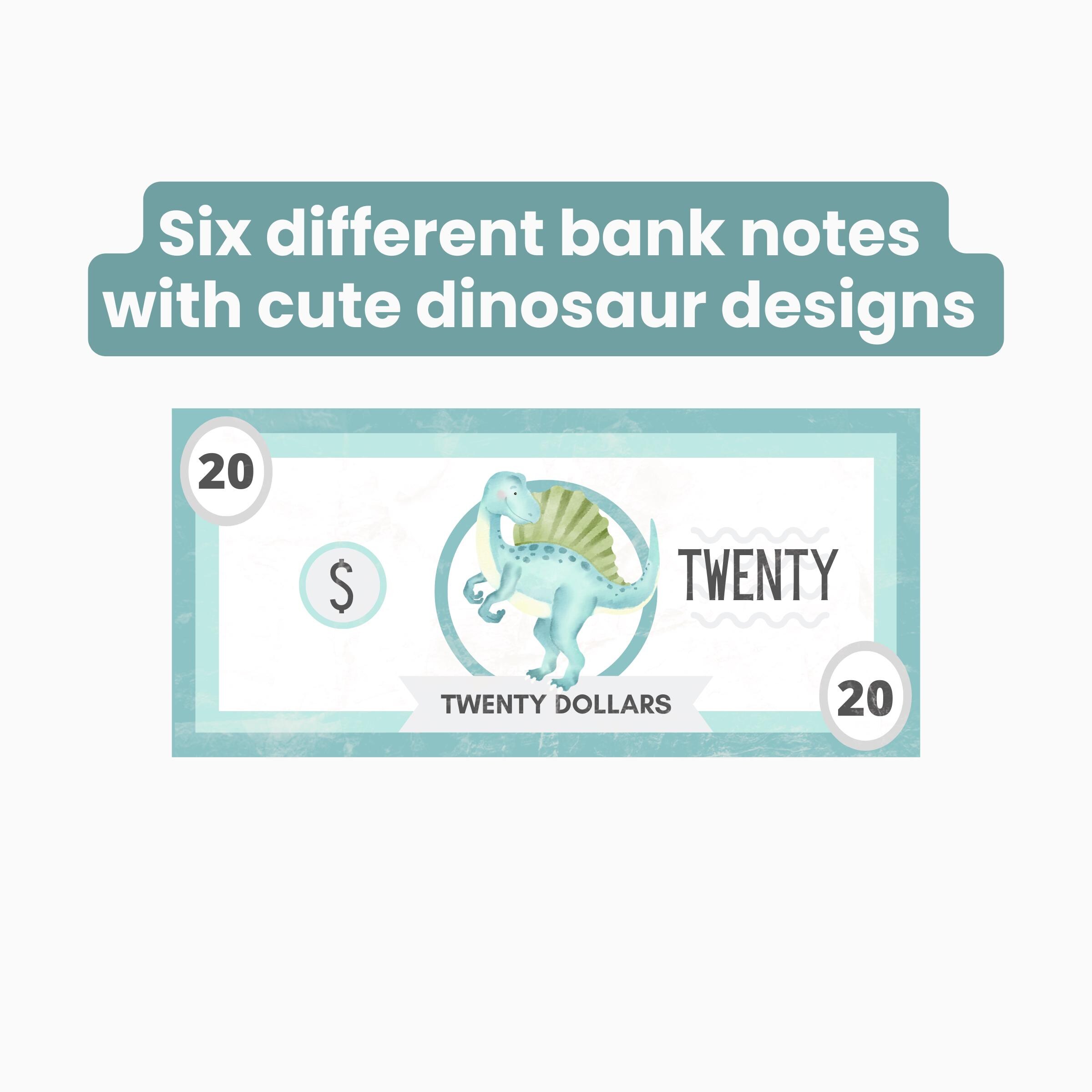 Printable Dinosaur Kids Play Money or Chore Money for Kids Homeschool ...