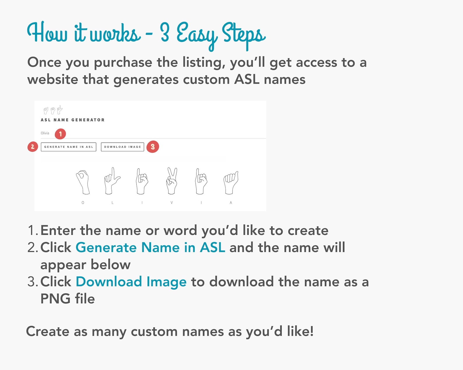 Custom ASL Names Instant Download | Custom Sign Language Words, Baby ...