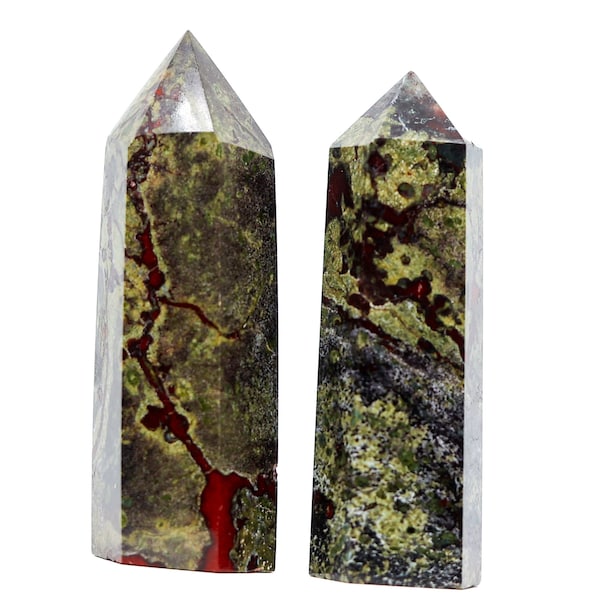 Heliotrope Jasper, Sanguine Jasper, Dragon's Blood Jasper - Polished Heliotrope Jasper tip, tower, dragon obelisk - lithotherapy accessory