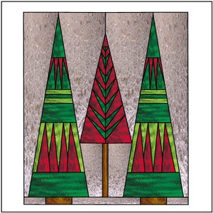 Mid-Century Christmas Trees-Stained Glass Pattern
