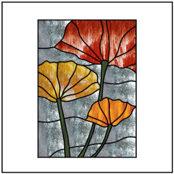 Poppies Reaching Skyward-Stained Glass Pattern