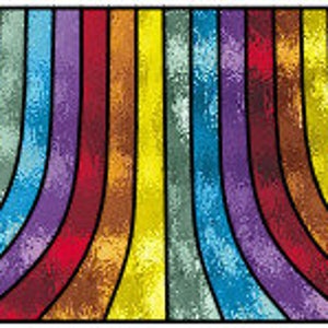 Binnenin het patroon van regenboog-gebrandschilderd glas