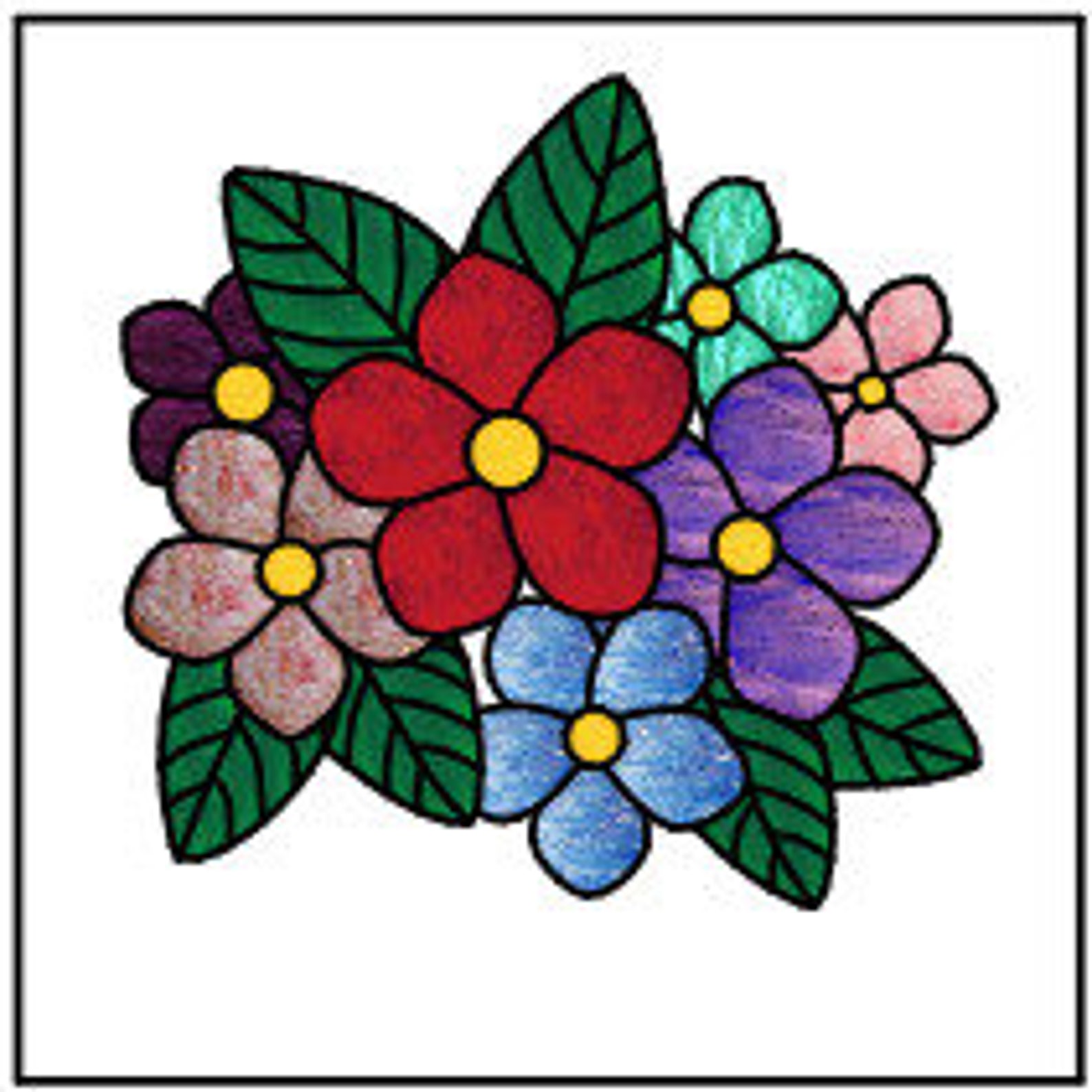 Flower Bouquet Stained Glass PATTERN Etsy