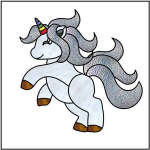Prancing Unicorn Stained Glass Pattern