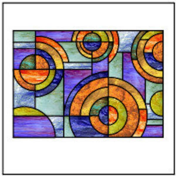 Circles Abstract-Stained Glass Pattern