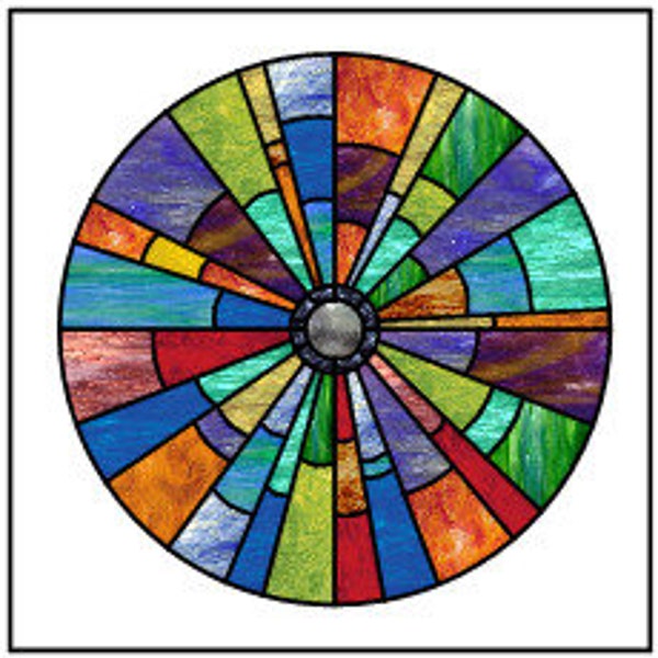 Rainbow Wheel Abstract Stained Glass PATTERN