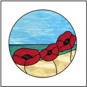 Poppies Round-Stained Glass Pattern