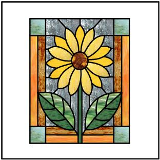 Motif de vitrail en panneaux de tournesol