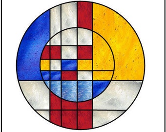 Mondrian Circle Stained Glass Panel PATTERN