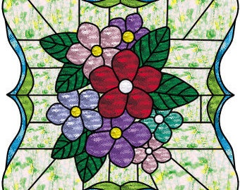 Victorian Flower Bouquet Stained Glass Pattern