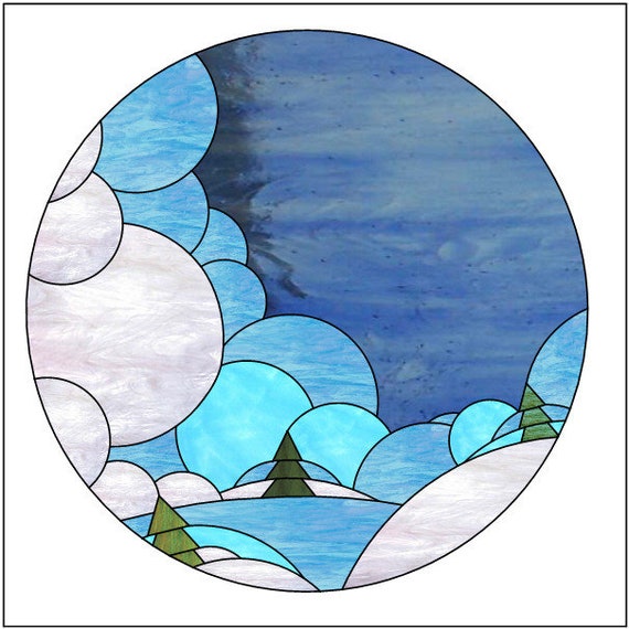 Wintry Landscape Stained Glass Pattern - Etsy