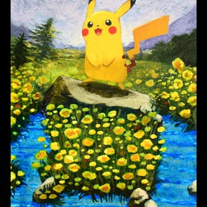 Reproductions imprimées cartes peintes Pokemon Pikachu / Minidraco / Locklass / Evoli / Ptitard /Hypotrempe / Banshitrouye
