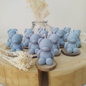 Mini bomboniere per candele a forma di orsacchiotto per gli ospiti in massa di colore blu navy, bomboniere per candele per baby shower, bomboniere per battesimo a forma di orsacchiotto, cera di soia