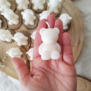 Mini vela osito, Detalles para invitados, Baby Shower detalles invitados, Detalles bautizo vela osito peluche, Hecho a mano, Cera Soja.