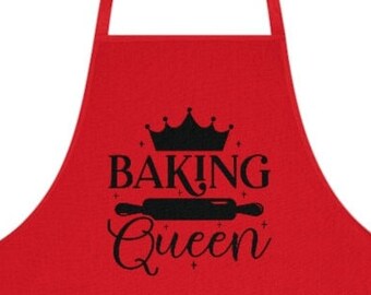 Queen of Baking Apron Baking Cooking Heart Font Gift 