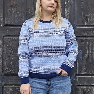 WOOL JUMPER - Knit Swedish Norwegian Scandinavian - Unisex  Men women - Winter knitwear pullover Christmas gift SNOWFLAKE