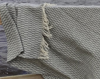 Gray New Zealand wool BLANKET -  Natural throw plaid ecofriendly IN2NORD  - danish hygge aesthetic doublesided reversible