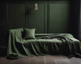 Linen Couch Cover  Upgrade Your Living Room Decor - Extra Large Linen Couch Cover, Natural sofa cover, Sectional couch cover, Big bed cover