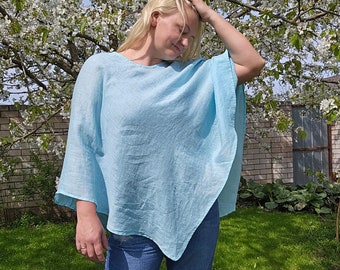 Linen poncho cape shawl SOLNA, Lightweight gauze poncho in flax summer vacation outfit linen cover up poncho Women mom gift IN2NORD