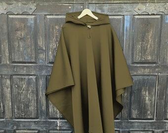 Poncho antipioggia - OLAND - Mantella ruana unisex WATERPROOF - poncho verde con o senza cappuccio - Comodo mantello mantello antipioggia all'aperto - In2Nord