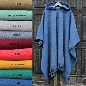 Wool poncho - OLAND - Unisex ruana cape - Grey wool blanket poncho with or without  hood - Comfortable cape cloak shawl outdoor - In2Nord