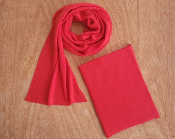 ÉCHARPE 100 % laine MÉRINOS rose corail/ Collier longue tenue qui ne gratte pas/ Écharpe extra douce, légère et lavable/ Cadeau pour la Saint-Valentin