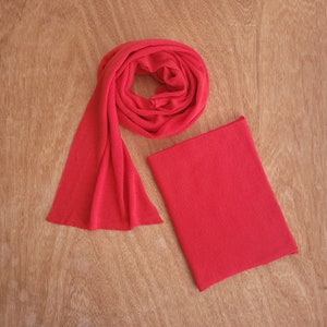CORAL pink 100% MERINO wool SCARF/ Non-itchable long-lasting neckwear/ Extra soft lightweight and washable scarf/ Valentines day gift