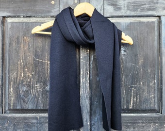 100% MERINO wool SCARF black / Lightweight and Soft small wool scarf/ Washable Functional unisex neckwear/ Gift idea for men women